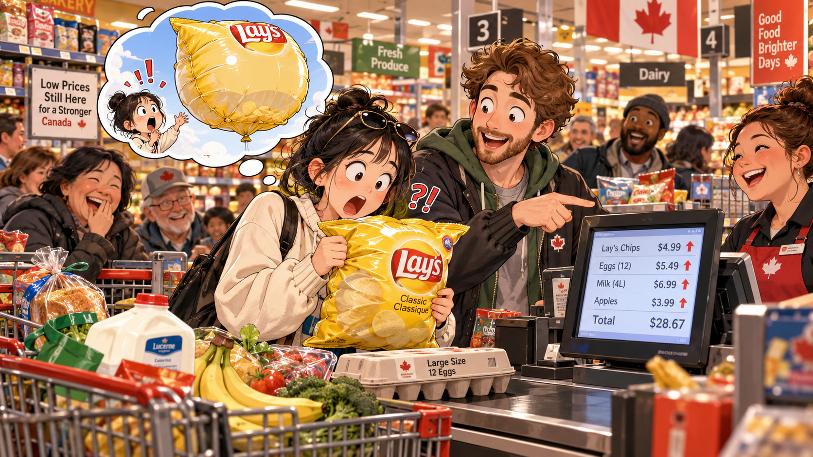 美剧说英语:inflation - 加拿大超市结账,同事说“inflation is crazy”,我低头看了看鼓起来的薯片袋