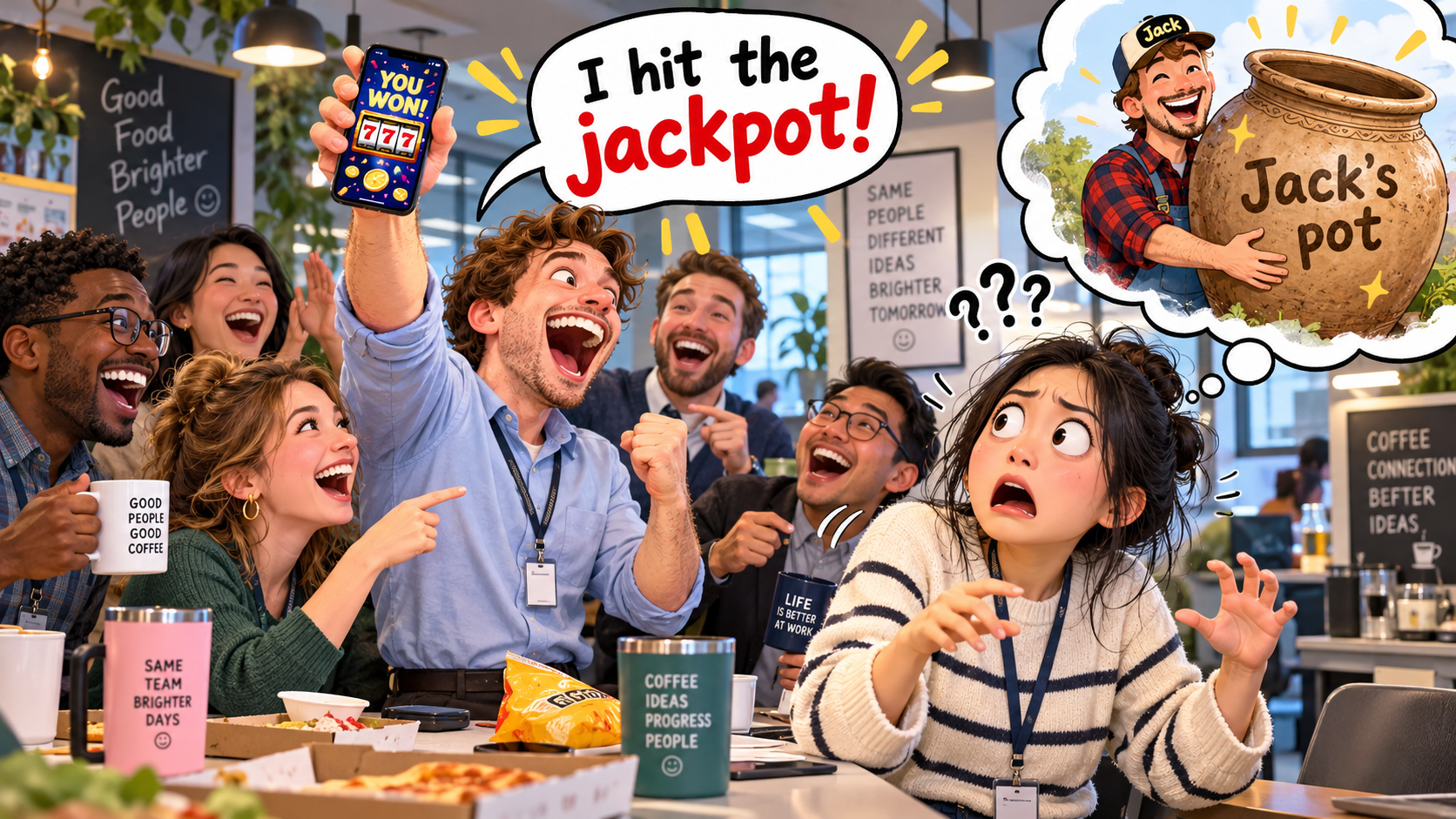 美剧学英语：jackpot - 加拿大办公室午休时，同事说“jackpot”，我一直在找Jack的罐子……