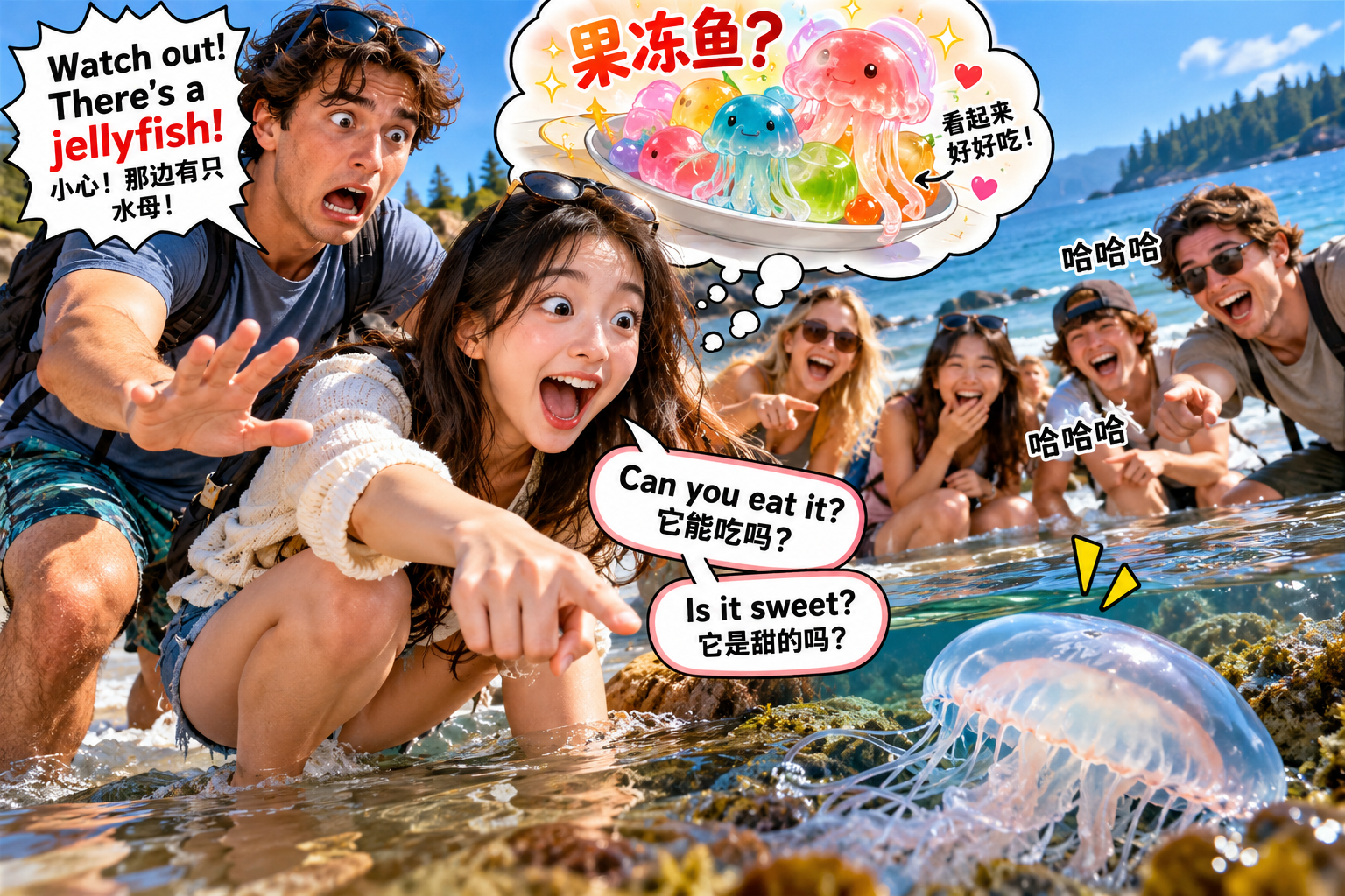 美剧说英语:jelly fish - 加拿大海边朋友喊“jellyfish”,我还以为有人在卖果冻鱼……