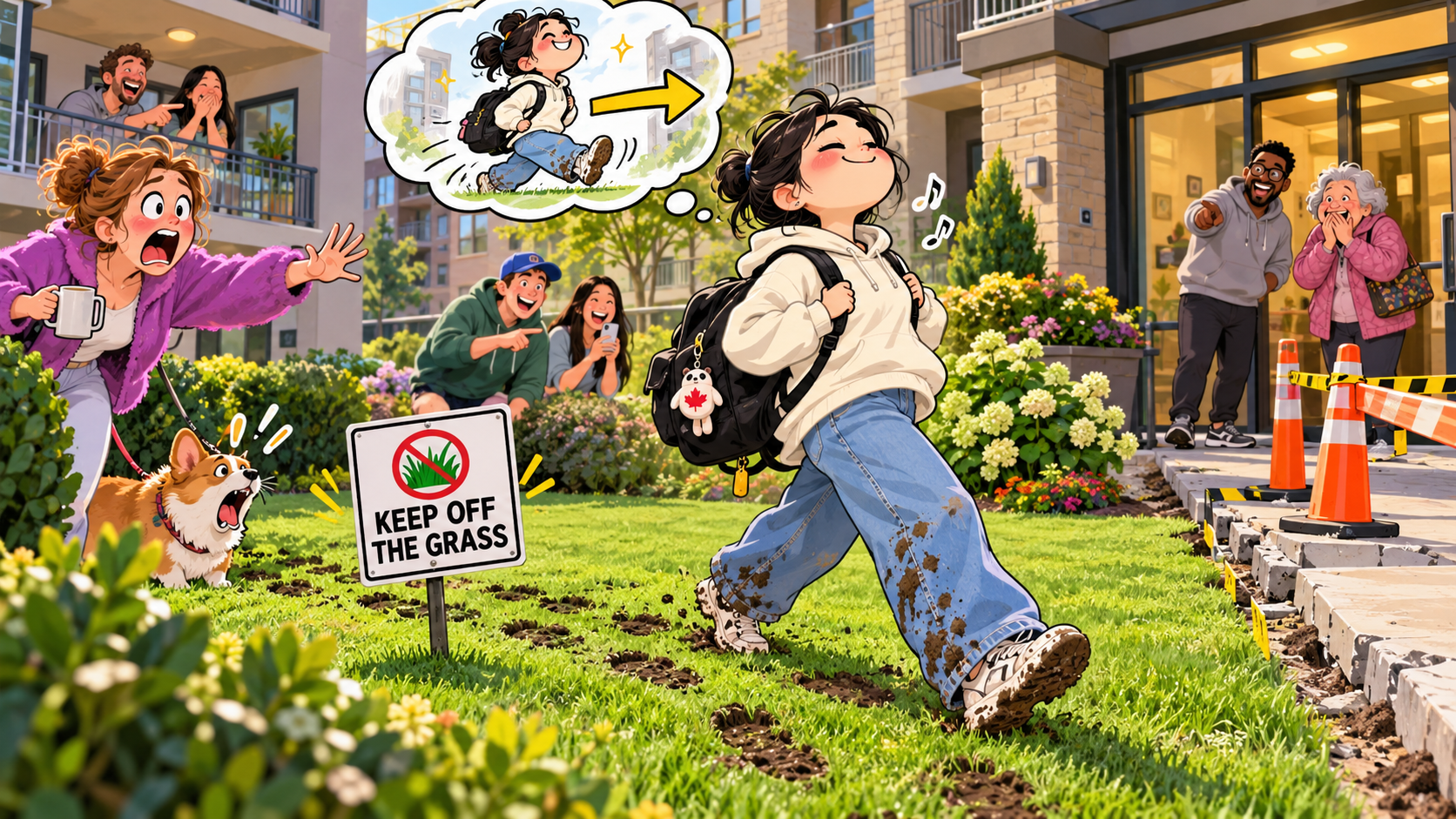 美剧说英语:keep off - 加拿大公寓草坪写着“KEEP OFF”,我还以为是让我一直往前走