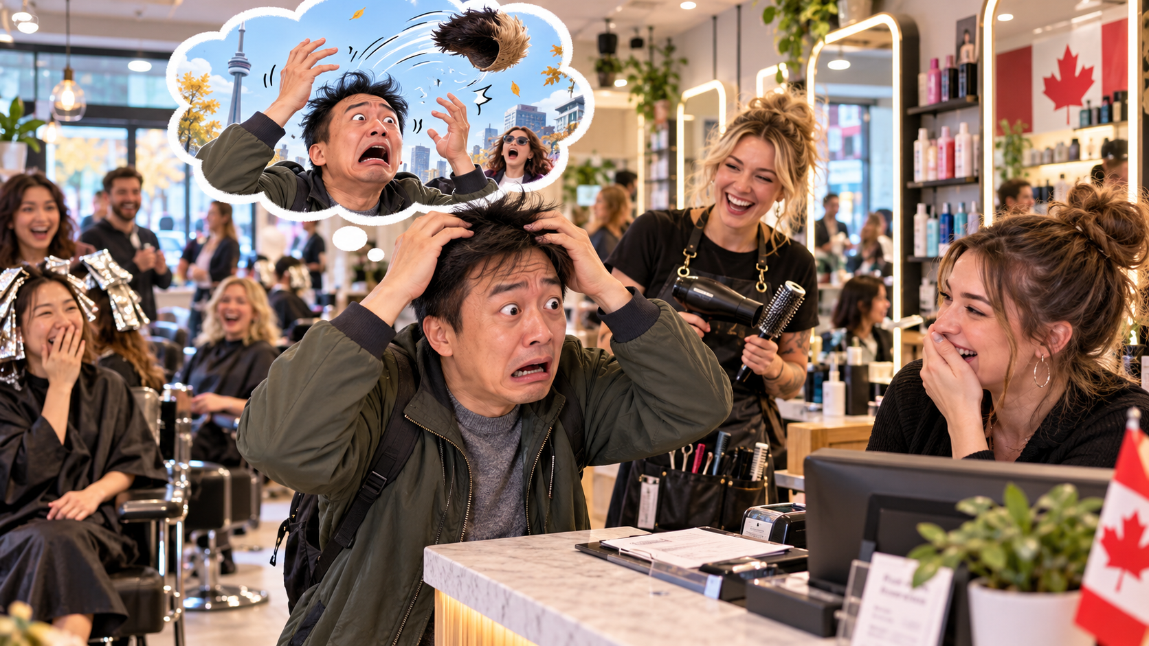 美剧说英语:keep one's hair on - 加拿大理发店老板让我“keep your hair on”,我赶紧摸了摸自己的头……