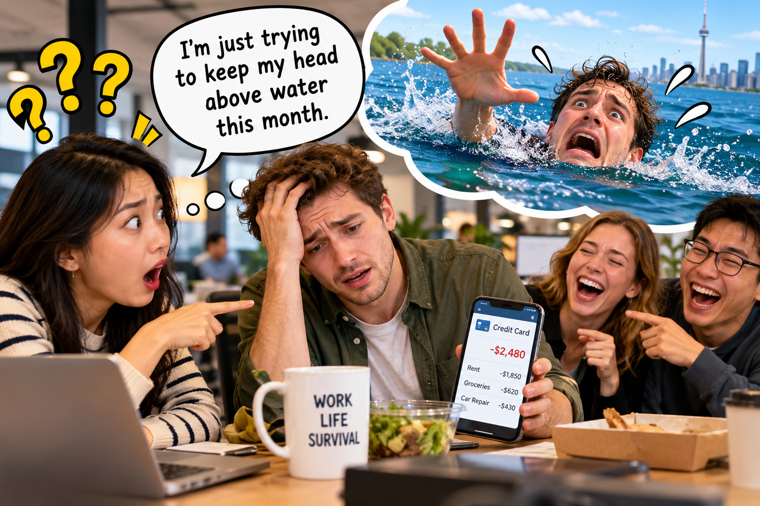 美剧学英语：keep one's head above water - 加拿大同事说他只能把头露在水面上，我差点问他会不会游泳