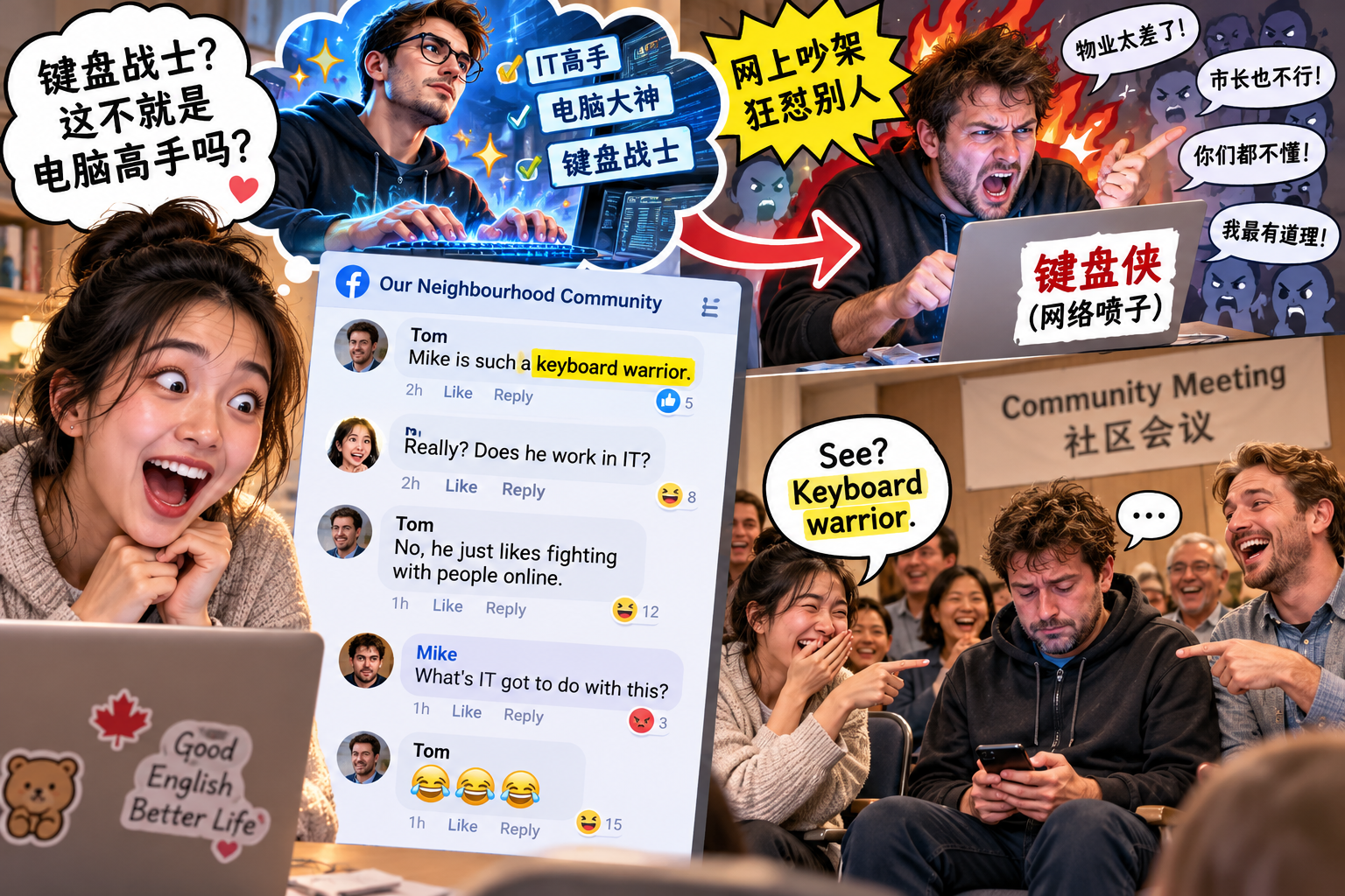 美剧说英语：keyboard warrior - 加拿大邻居说我是“keyboard warrior”，我还以为他夸我电脑技术好……