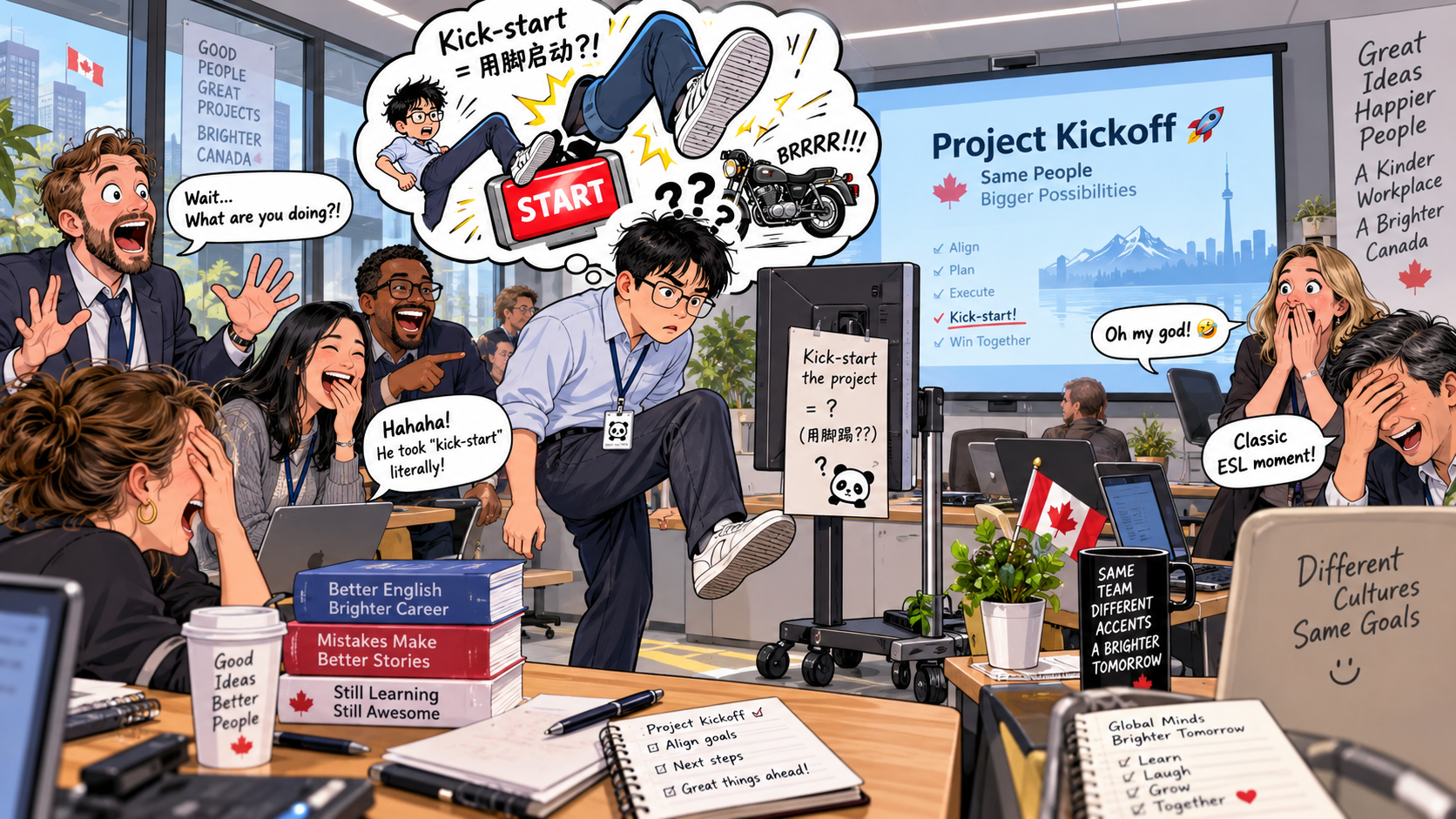 美剧学英语：kick start - 加拿大办公室里老板说“kick start”，我差点真抬脚了……