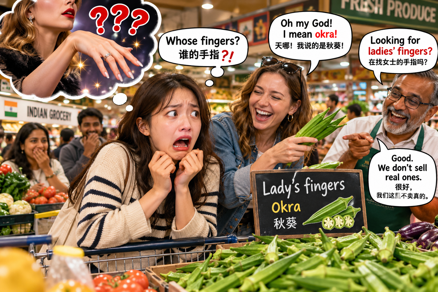 美剧说英语:lady's finger - 加拿大超市买菜,朋友让我拿“lady's finger”,我差点以为听到了恐怖故事……