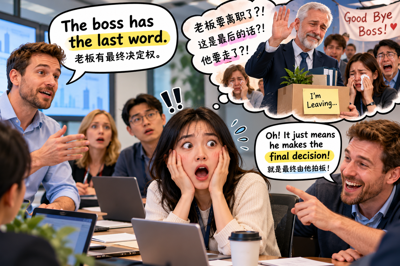 美剧说英语：last word - 加拿大办公室开会，经理说老板有“last word”，我竟然以为他要离职……