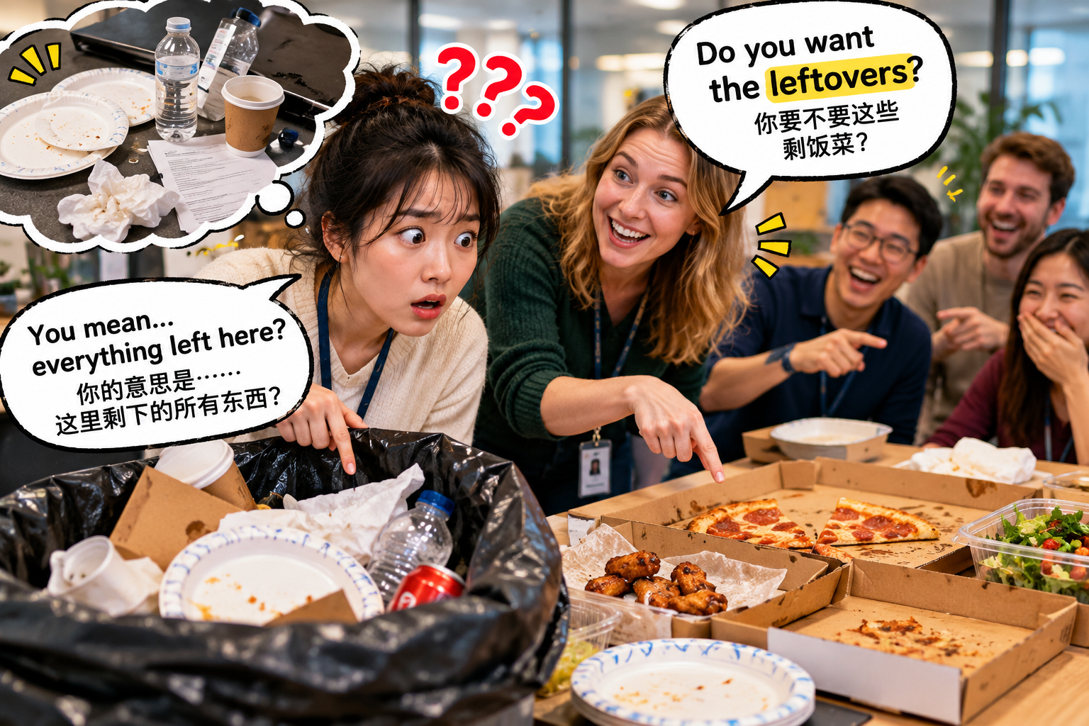 美剧学英语:leftovers - 加拿大办公室午休,同事问我“Do you want the leftovers?”我差点去翻垃圾桶……