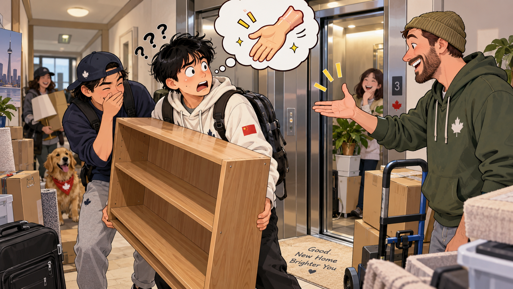 美剧学英语:lend a hand - 加拿大公寓搬家,邻居说“lend a hand”,我低头看了看他的手……