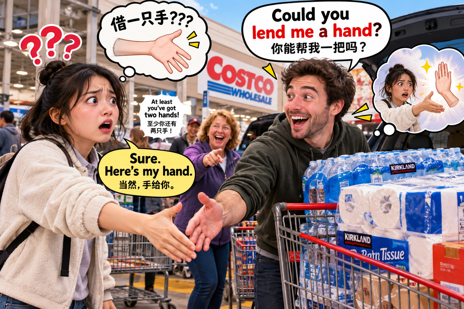 美剧说英语:lend a hand - 加拿大超市大采购,同事说“lend a hand”,我差点真去借一只手……