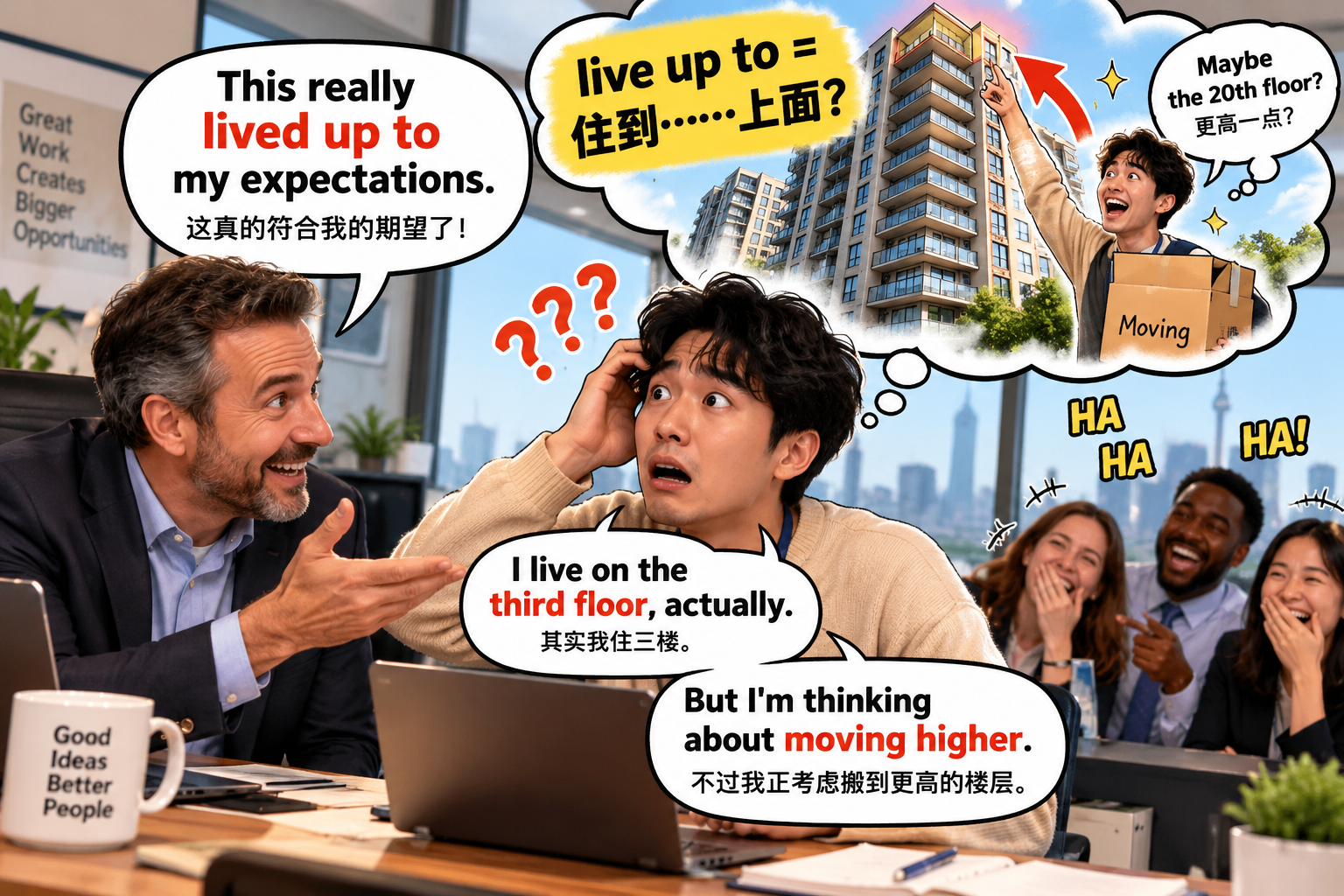 美剧说英语:live up to - 加拿大办公室老板说我没“live up to”,我以为嫌我住得楼层太低……