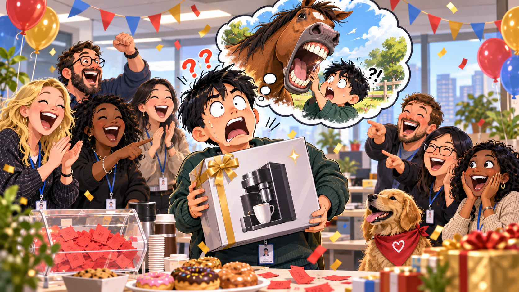 美剧学英语：look a gift horse in the mouth - 加拿大办公室抽奖，同事说别看“送礼马的嘴”，我真以为公司送了匹马