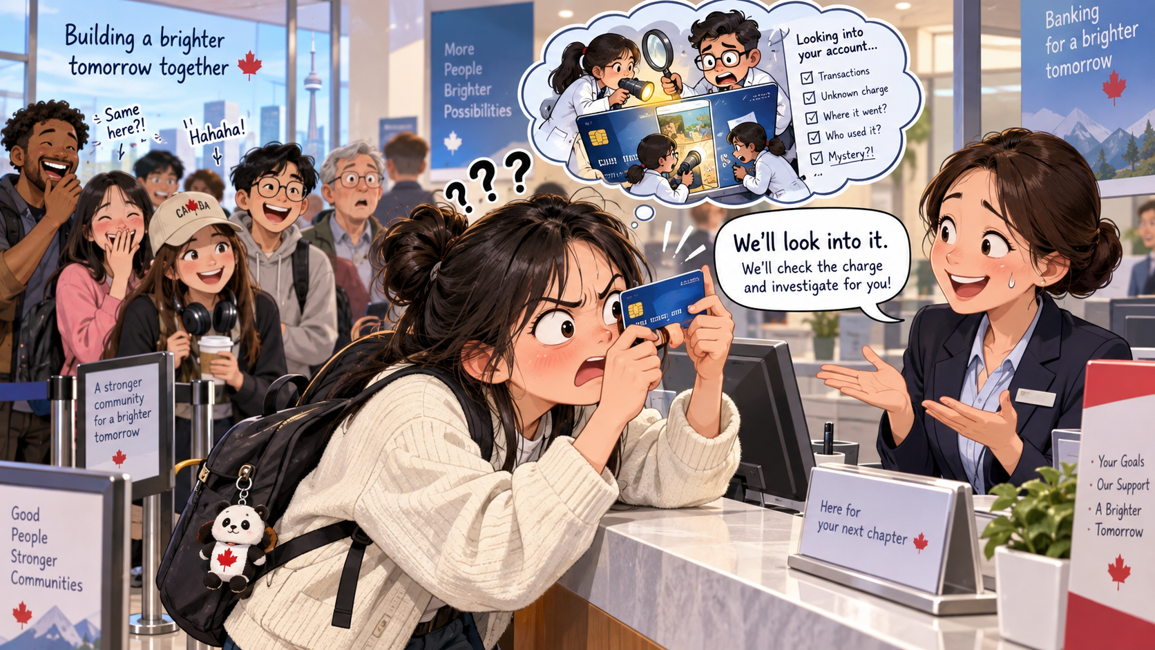 美剧学英语:look into - 加拿大银行柜台:客服说“We’ll look into it”,我把银行卡举到眼前看了半天……