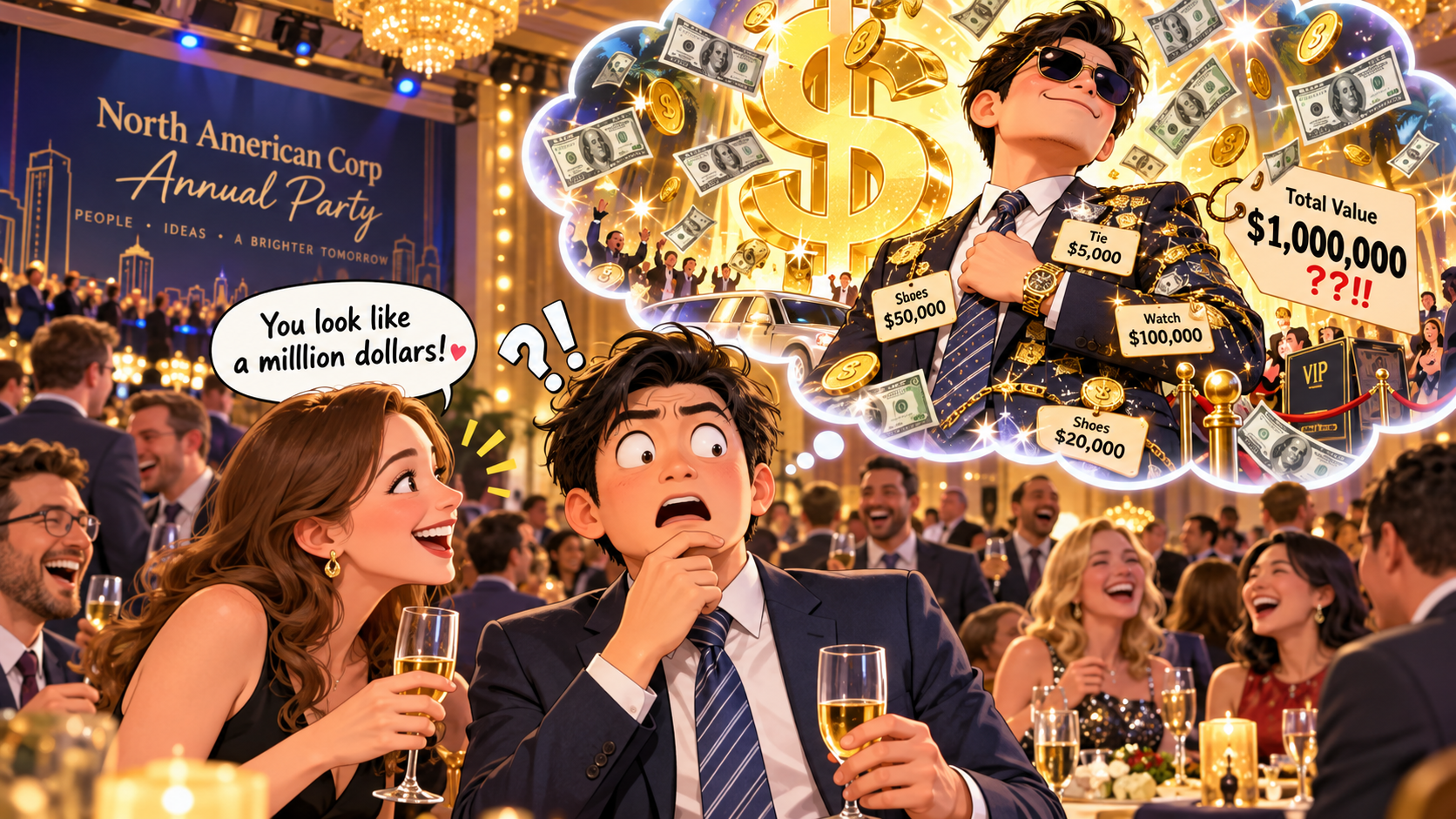 美剧说英语：look like a million dollars - 加拿大公司年会，同事说我“像一百万美元”，我差点以为她在夸我有钱