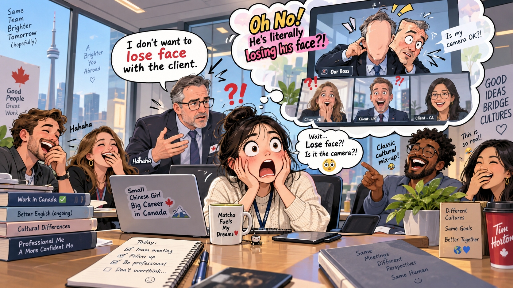 美剧学英语:lose face with - 加拿大Teams会议里,同事说“别让我lose face with客户”,我赶紧检查他的摄像头……