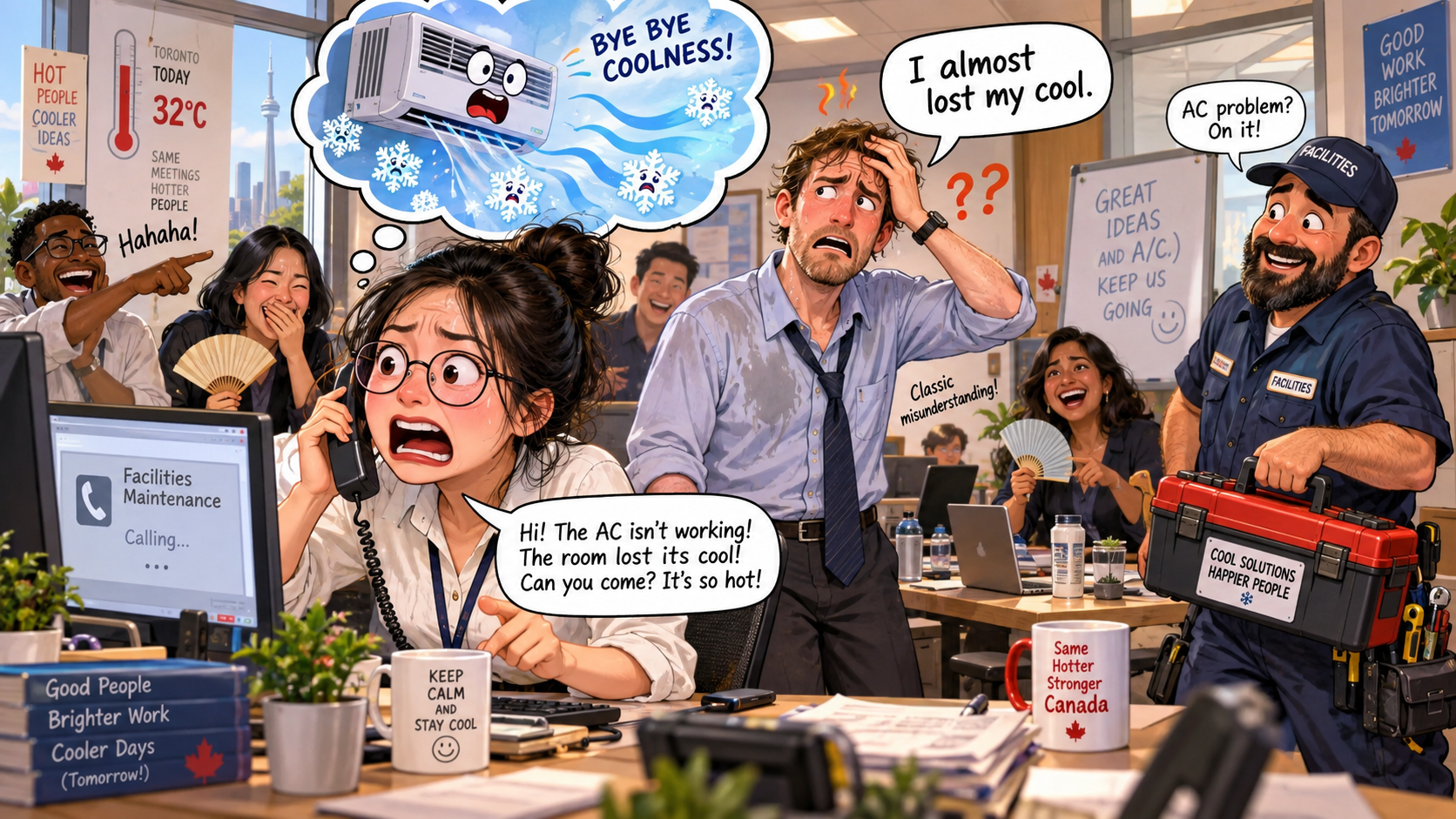 美剧学英语：lose one's cool - 加拿大办公室开会后，同事说“I almost lost my cool”，我直接去报修空调了……