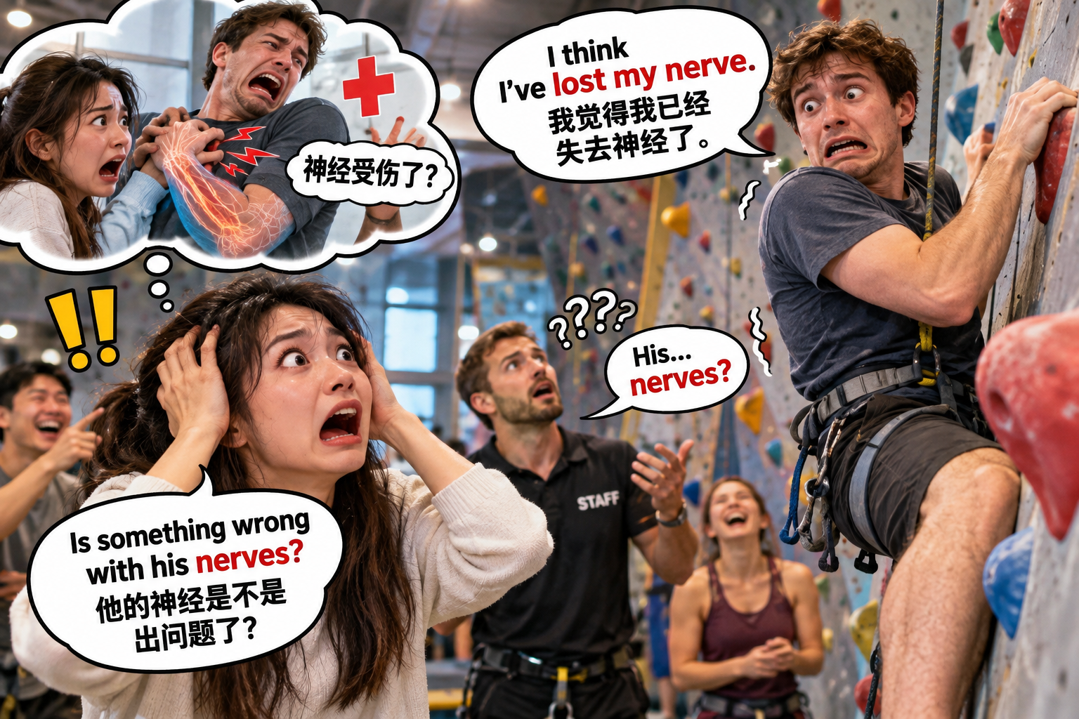 美剧说英语:lose one's nerve - 加拿大攀岩馆里,同事说他“lost his nerve”,我差点要替他叫救护车