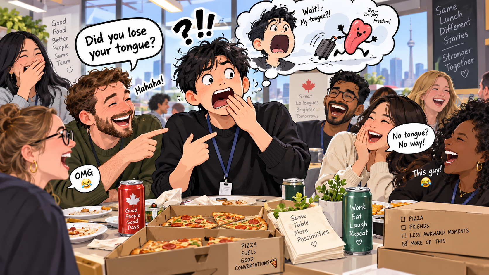 美剧学英语：lose one's tongue - 加拿大公司午餐会上，同事问我“Did you lose your tongue?”我下意识捂住了嘴……