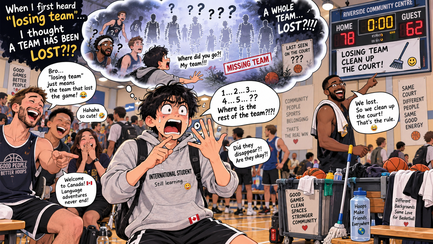 美剧学英语：lose team - 加拿大社区篮球赛说“losing team”，我以为有人把整支队弄丢了