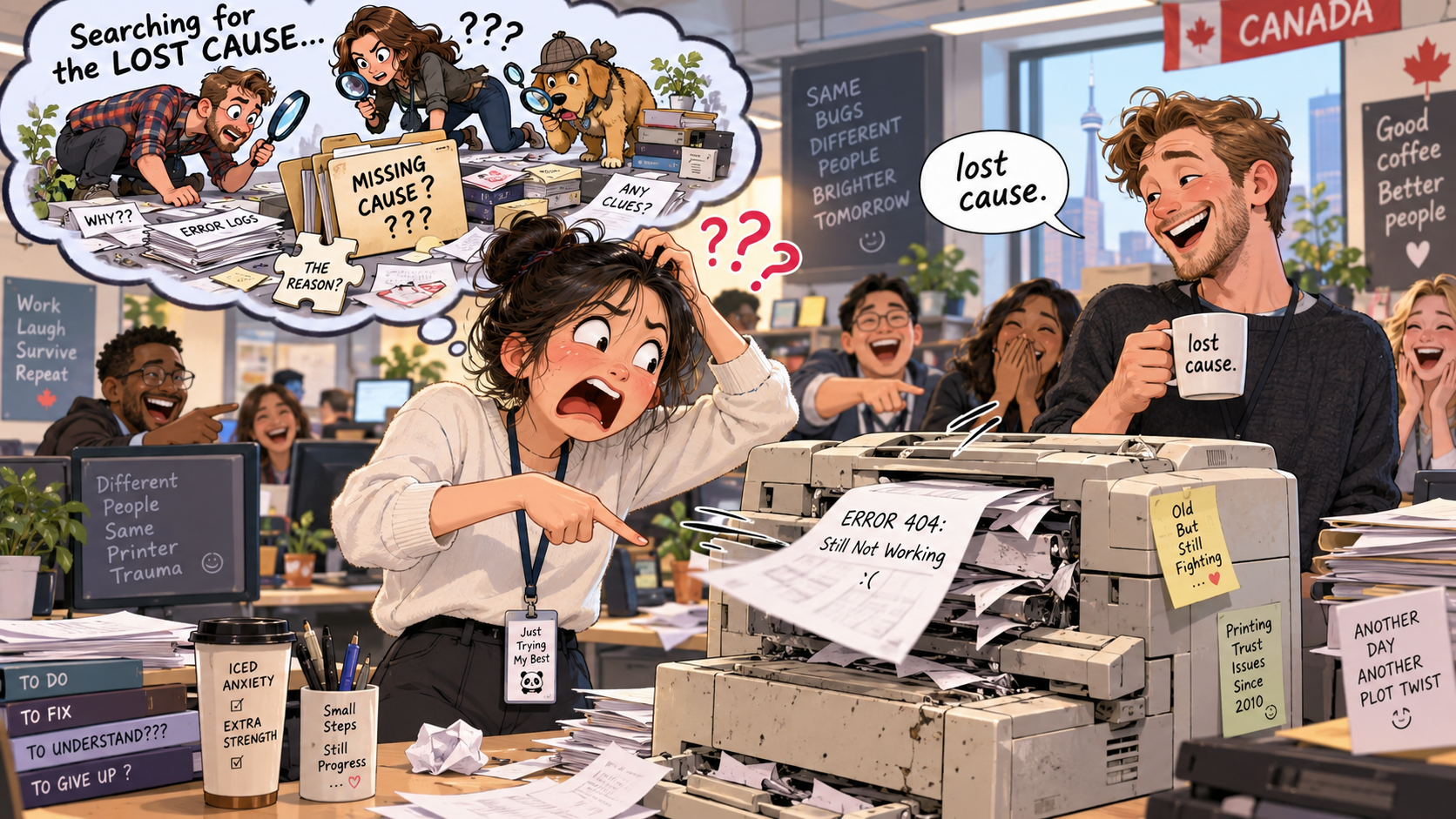 美剧学英语：lost cause - 加拿大办公室修打印机，同事说“lost cause”，我认真问：到底丢了哪个原因？