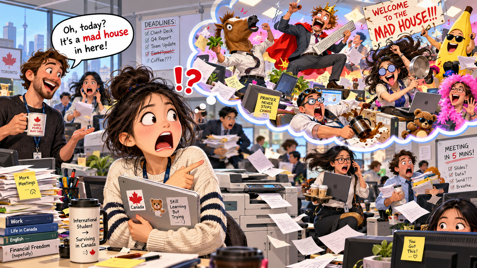 美剧说英语:mad house - 加拿大办公室突然成了“mad house”,我还认真问:谁疯了?