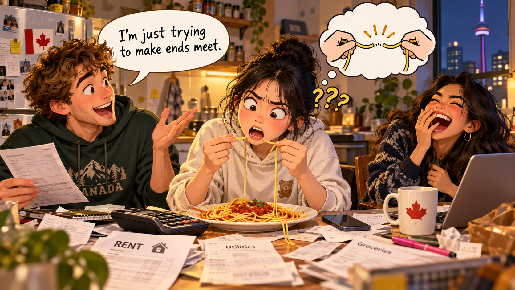 美剧学英语:make ends meet - 加拿大室友说“make ends meet”,我盯着两根面条看了半天……