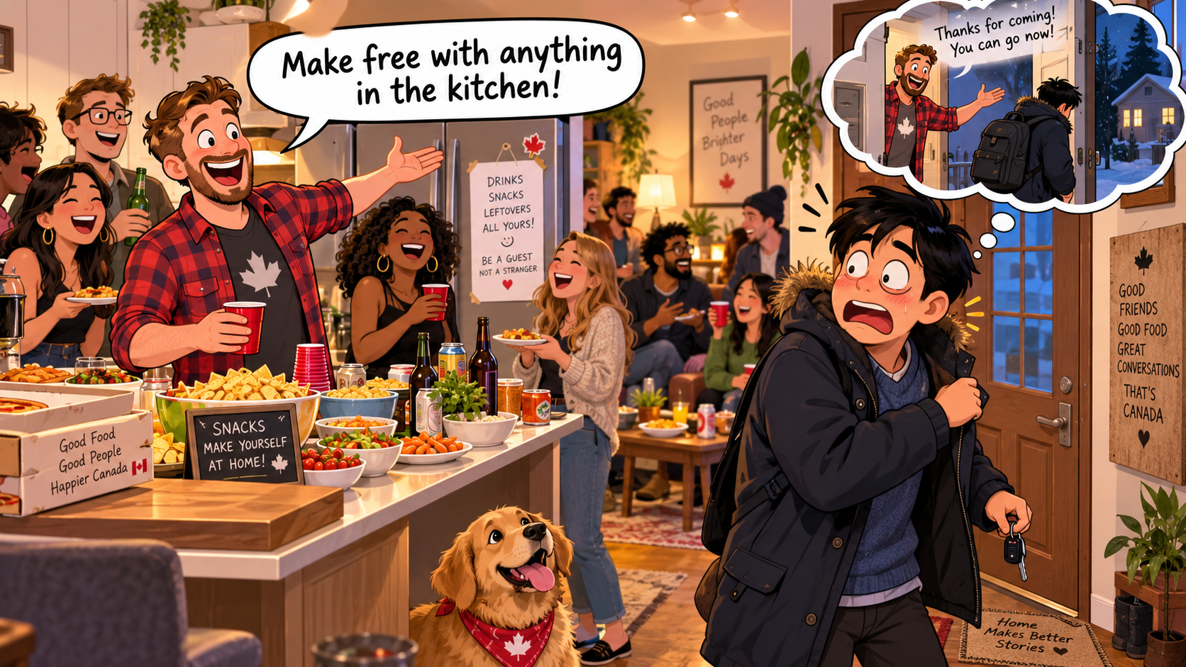 美剧学英语：make free - 加拿大同事家聚会，他让我“make free”，我以为是在暗示我赶紧走……