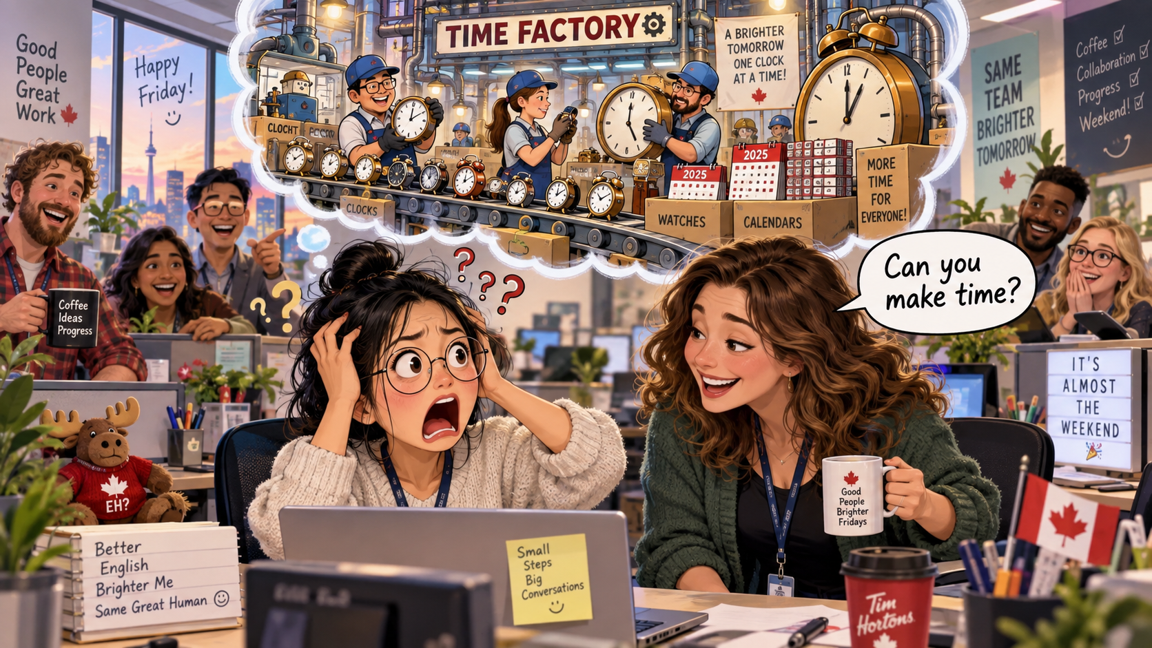 美剧学英语:make time - 加拿大办公室同事让我“make time”,我差点问:时间还能制造?