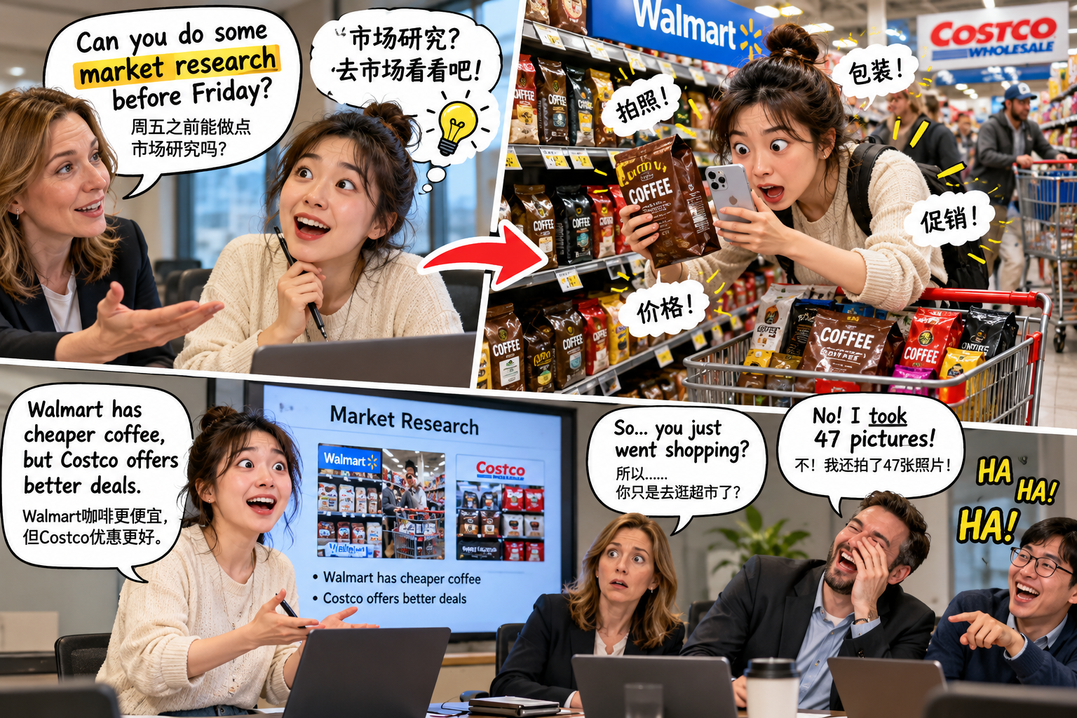 美剧说英语:market research - 加拿大公司让我做“market research”,我竟然跑去超市研究了两个小时……
