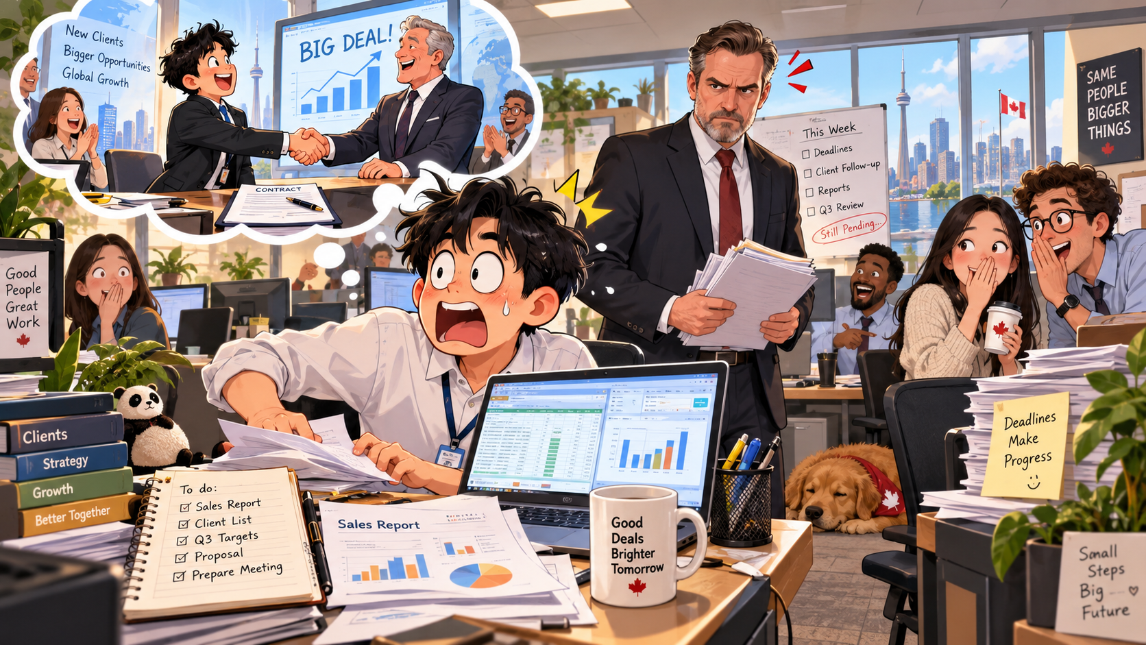 美剧学英语：mean business - 加拿大办公室同事说“Boss means business”，我默默打开了销售报表……