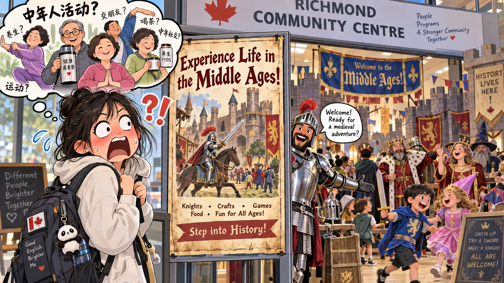 美剧学英语：Middle Ages - 加拿大社区中心写着“Middle Ages”，我以为是中年人活动，进去全是骑士……