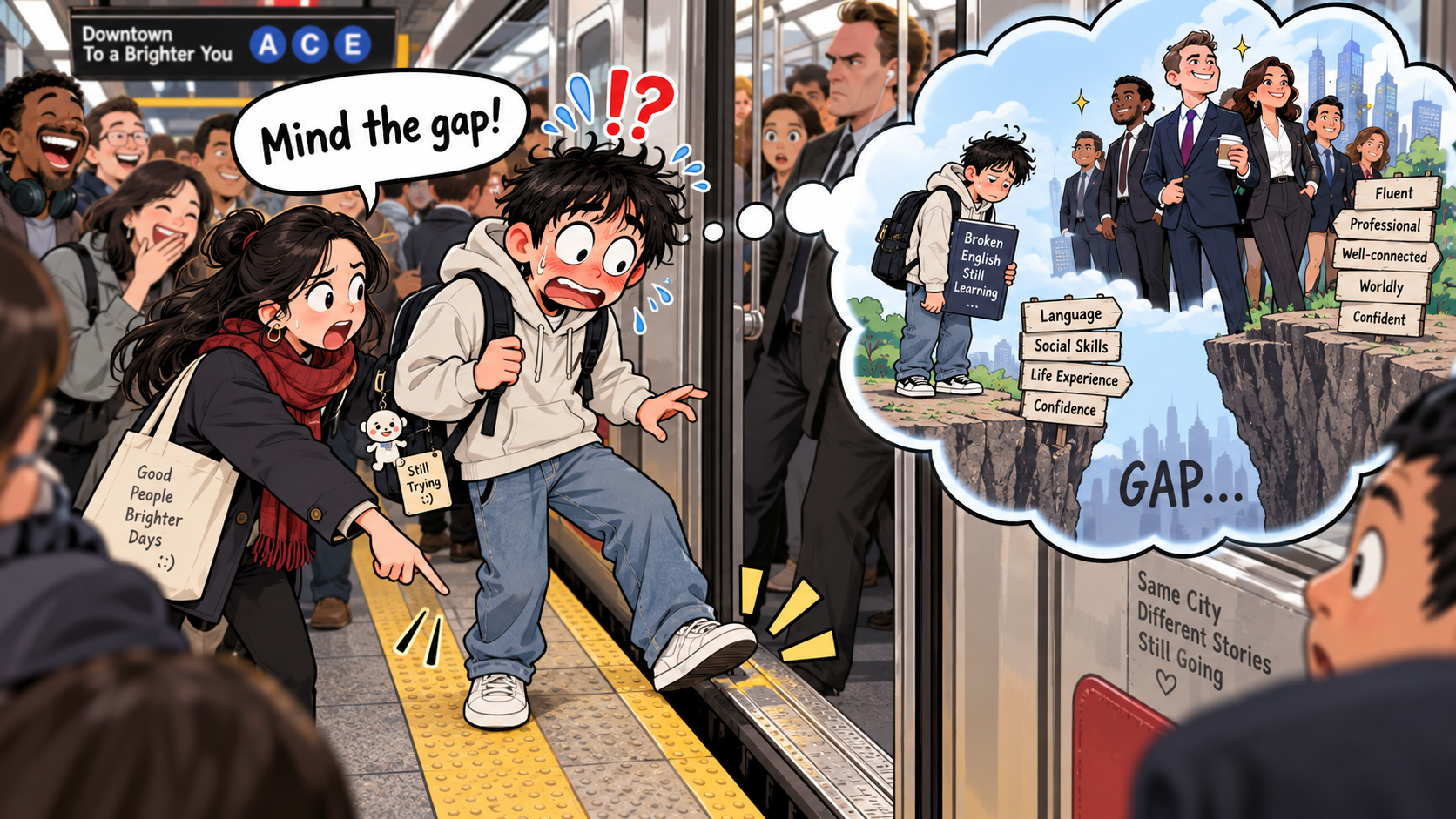 美剧学英语:mind the gap - 加拿大地铁里朋友说“Mind the gap”,我还以为他在提醒我和本地人的差距