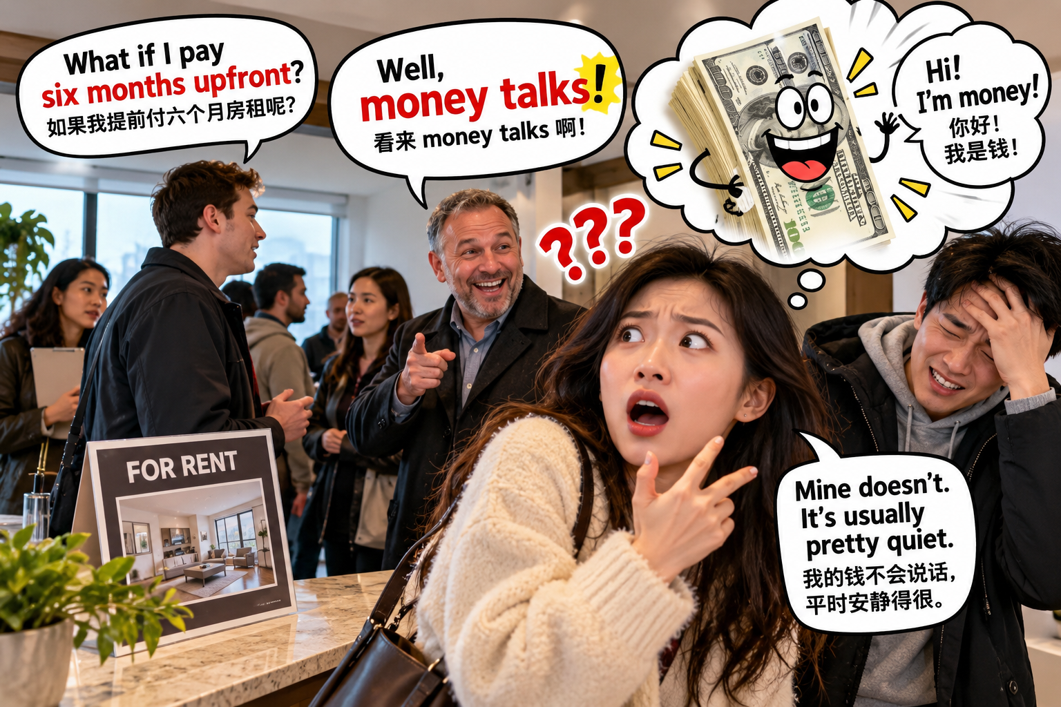 美剧说英语：money talks - 加拿大租房看房，房东说“money talks”，我差点掏出现金跟他聊天……