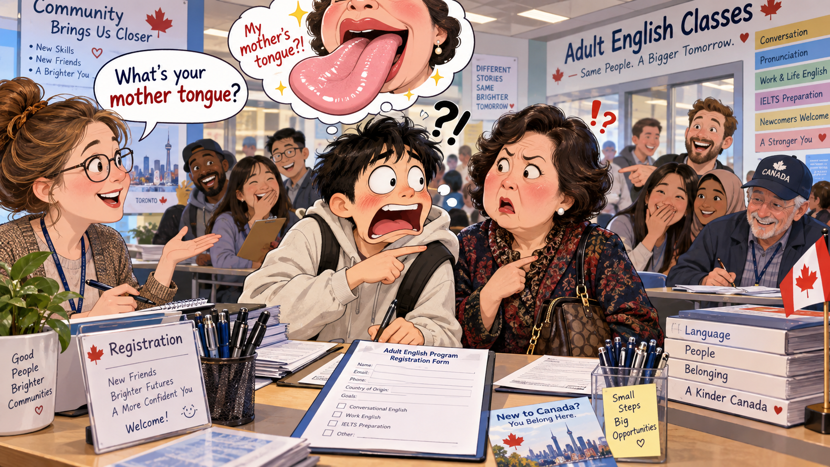 美剧学英语：mother tongue - 加拿大英语班登记时，老师问我“mother tongue”，我下意识看向了我妈的嘴……