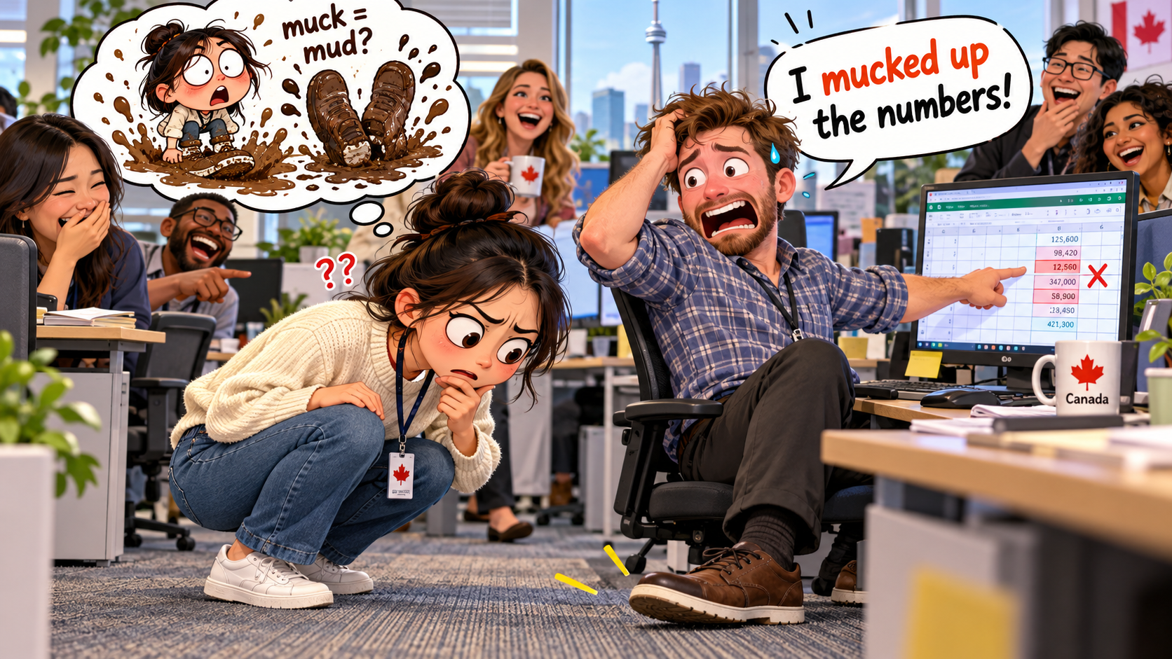 美剧说英语:muck up - 加拿大办公室同事说“muck up”,我低头看了看他的鞋:哪来的泥?
