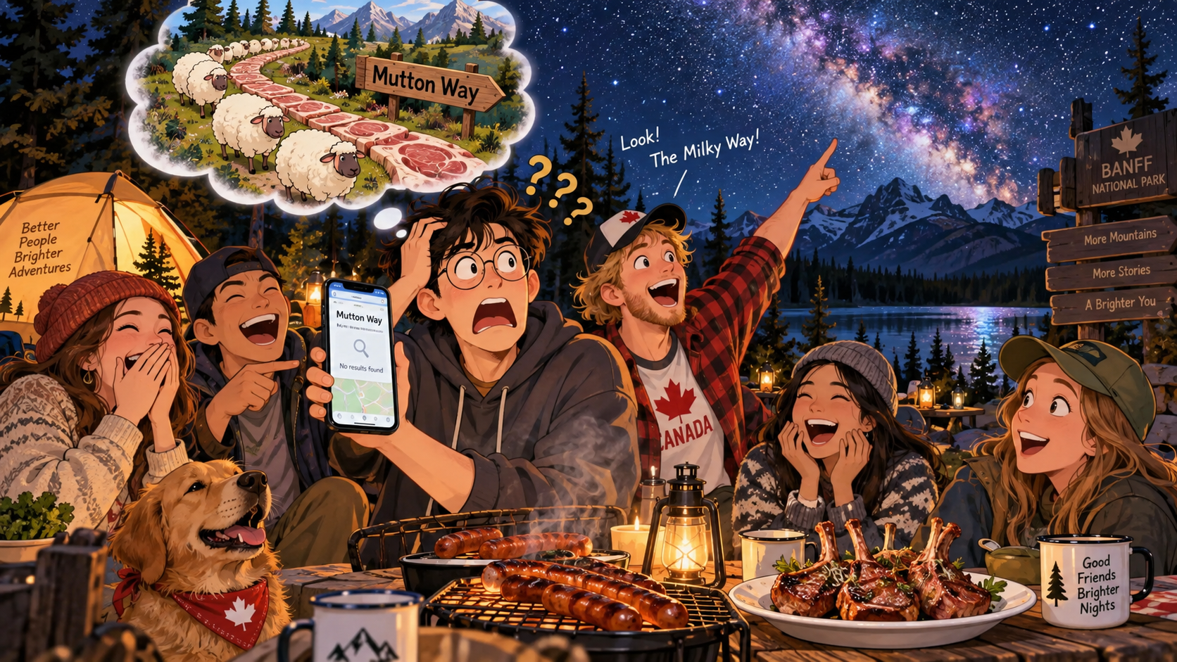 美剧学英语：mutton way - 加拿大露营朋友说“Milky Way”，我却打开地图找起了“羊肉路”……