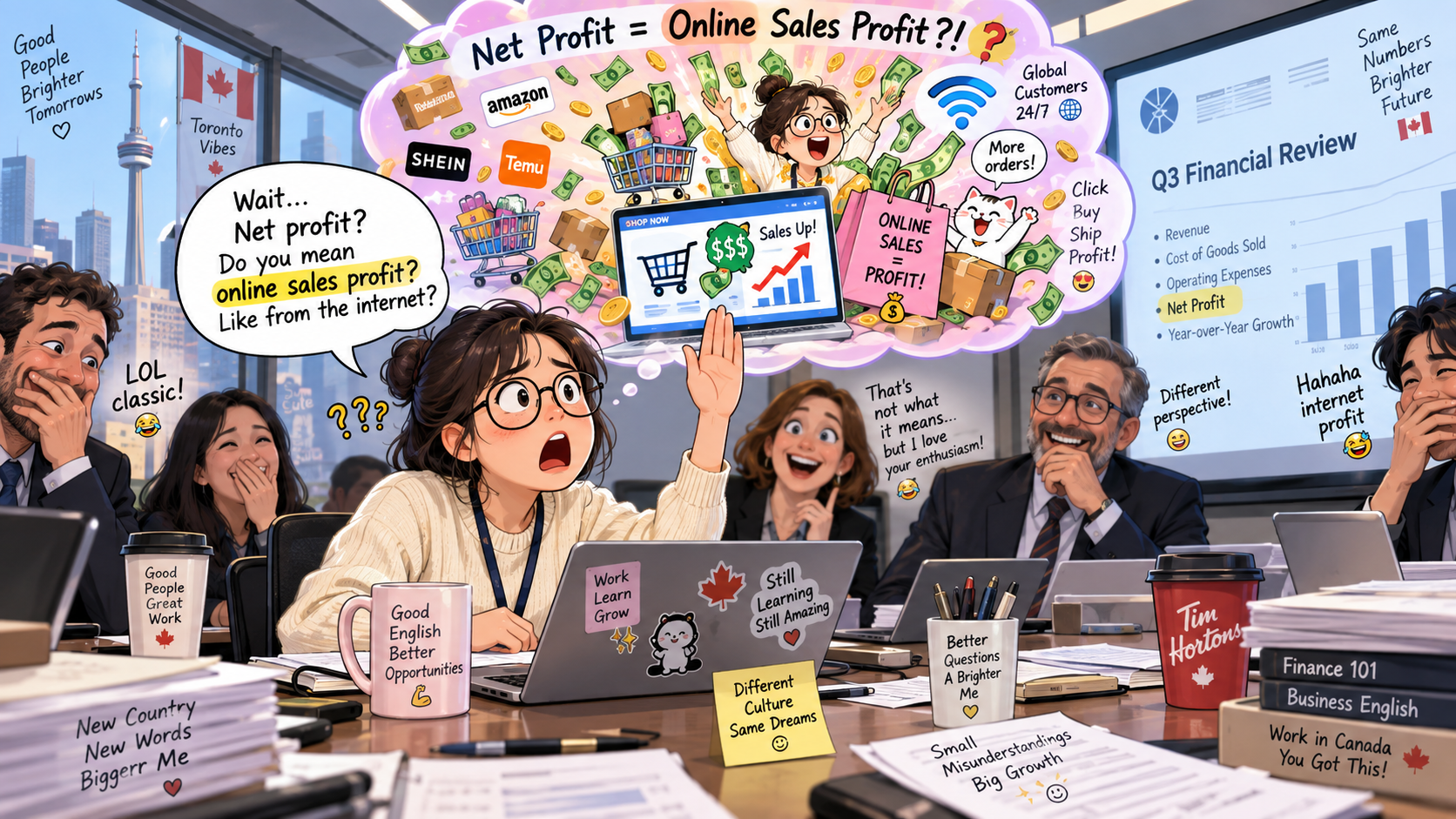 美剧学英语：net profit - 加拿大办公室开财务会，同事说 net profit，我还以为在问网店赚了多少……