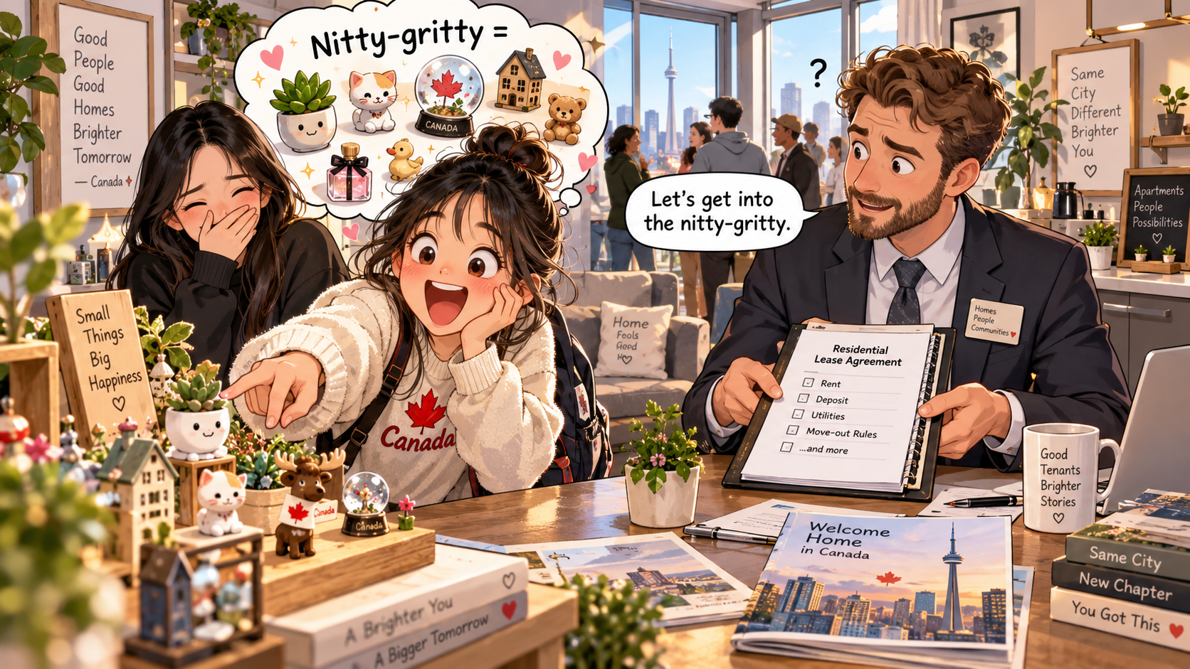 美剧学英语:nitty-gritty - 加拿大租房签约,中介说要看“nitty-gritty”,我开始找漂亮小摆件