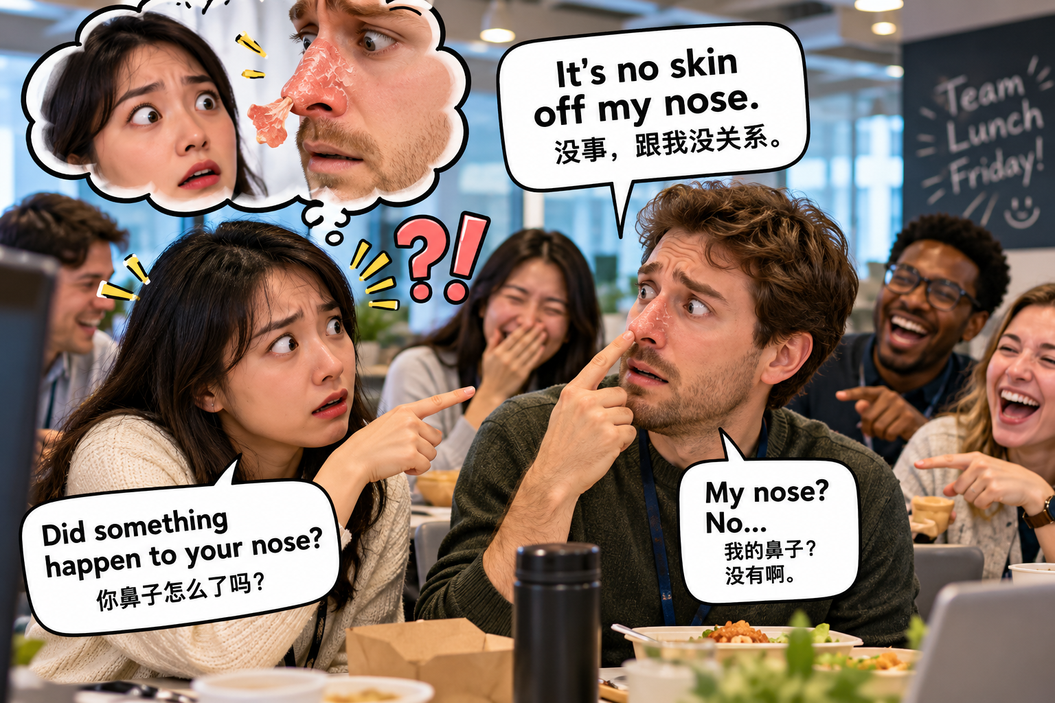 美剧说英语:no skin off one's nose - 加拿大办公室同事说“no skin off my nose”,我盯着他的鼻子看了半天……