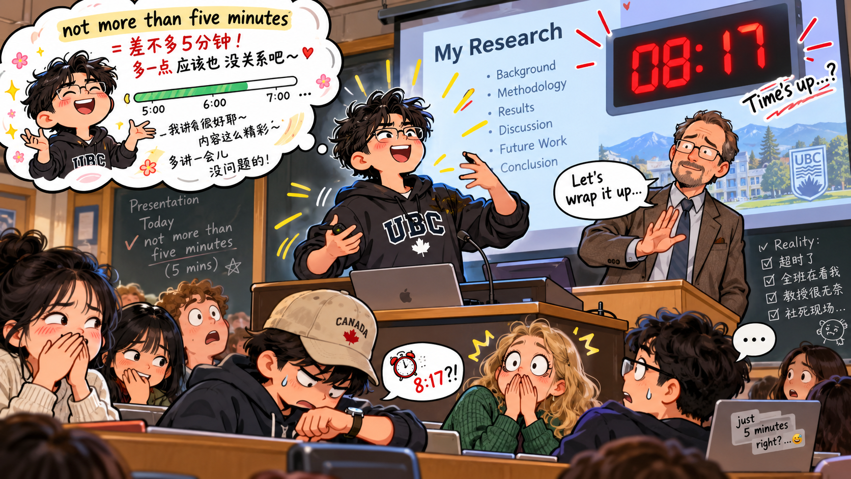 美剧学英语：not more than - 加拿大课堂上老师说“not more than 5 minutes”，我讲到第8分钟才发现全班都在看我