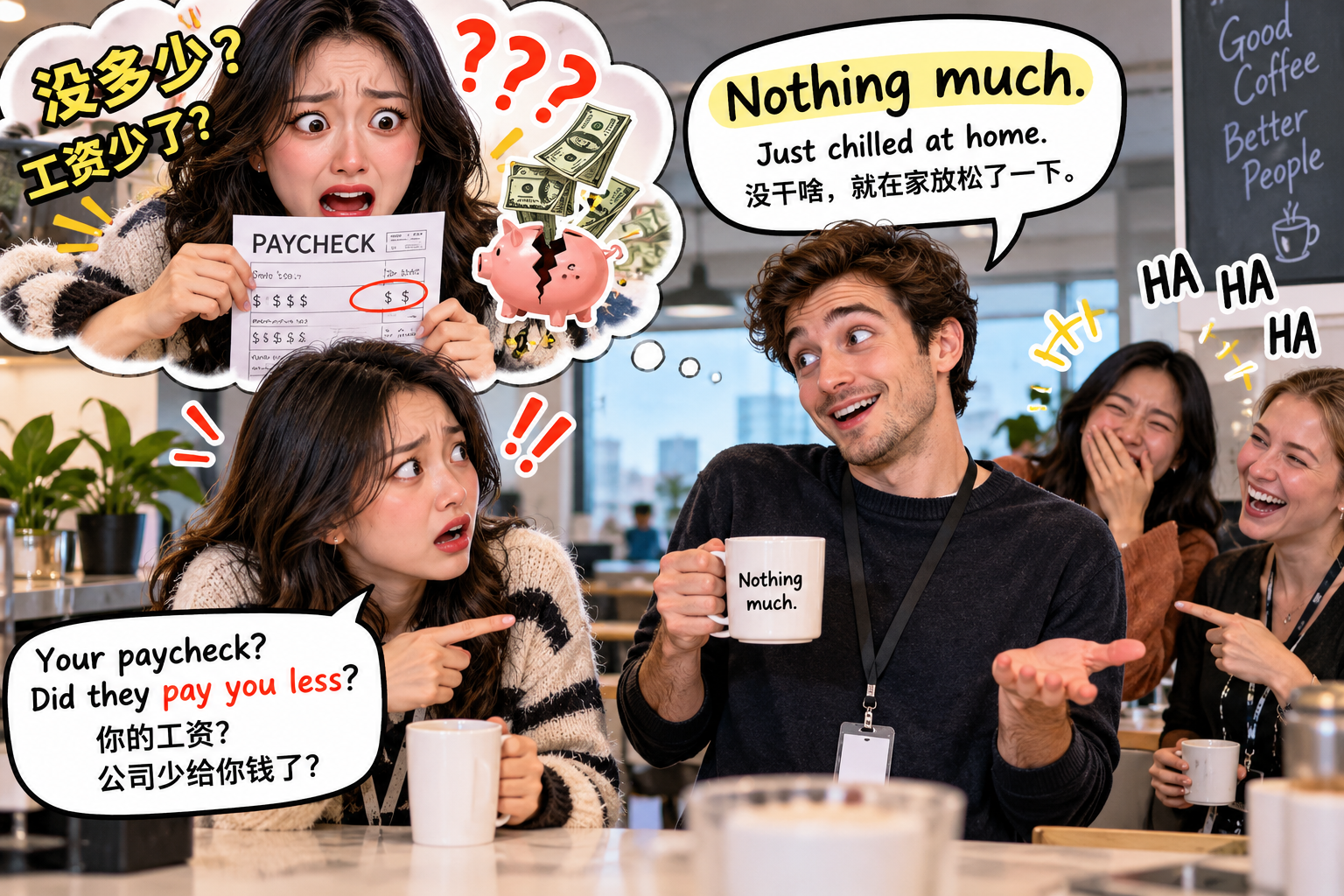 美剧说英语：nothing much - 加拿大办公室同事说“nothing much”，我差点以为他工资没发够……
