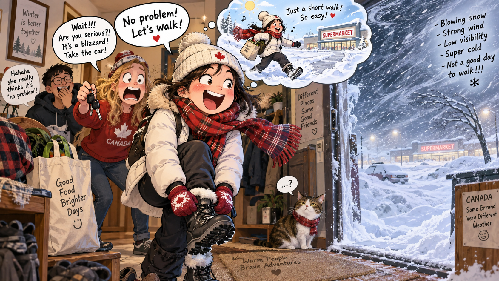 美剧学英语：of course - 加拿大暴雪天朋友说“out of the question”，我居然穿上外套准备走过去……