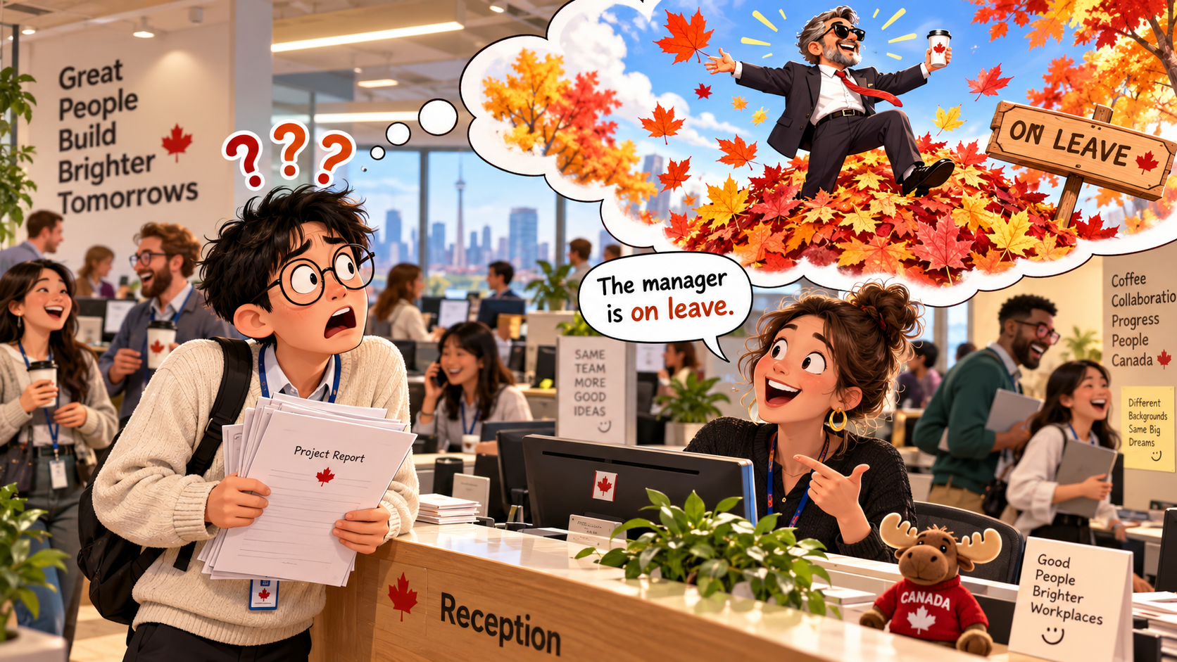 美剧说英语:on leave - 加拿大办公室同事说经理“on leave”,我还以为他在树叶上……