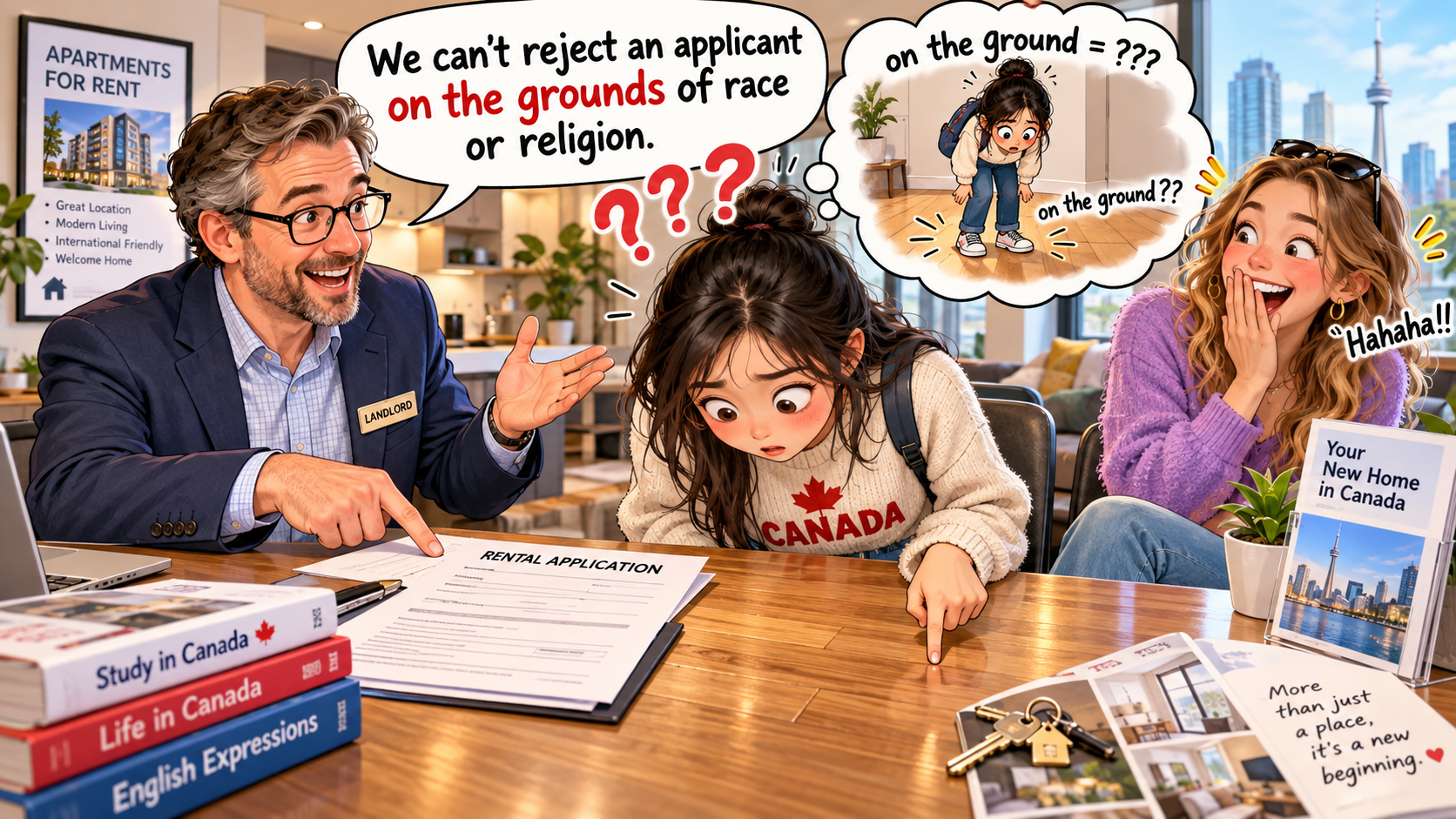 美剧学英语：on the ground of - 加拿大房东说“on the grounds of…”，我低头看了半天地板