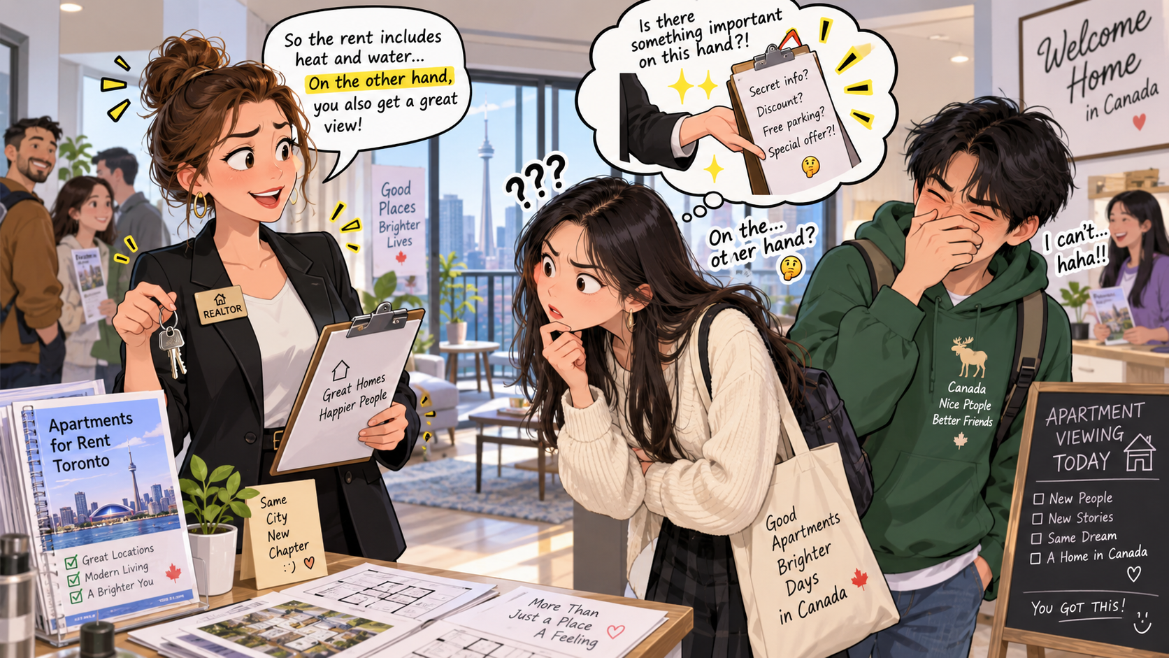 美剧学英语：on the other hand - 加拿大租房看房，中介说“on the other hand”，我一直盯着她另一只手……