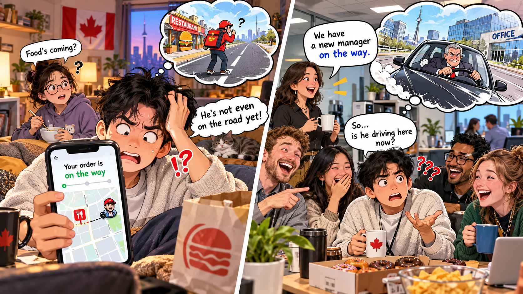 美剧学英语：on the way - 加拿大外卖员说“Your order is on the way”，我却盯着地图等他上路……