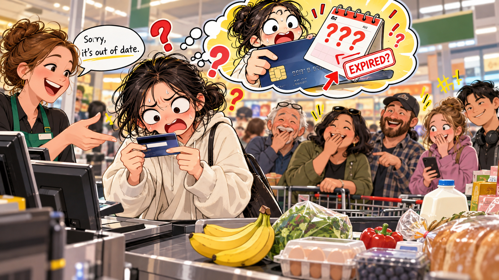 美剧学英语：out of date - 加拿大超市结账时，店员说我的卡“out of date”，我还低头找日期……