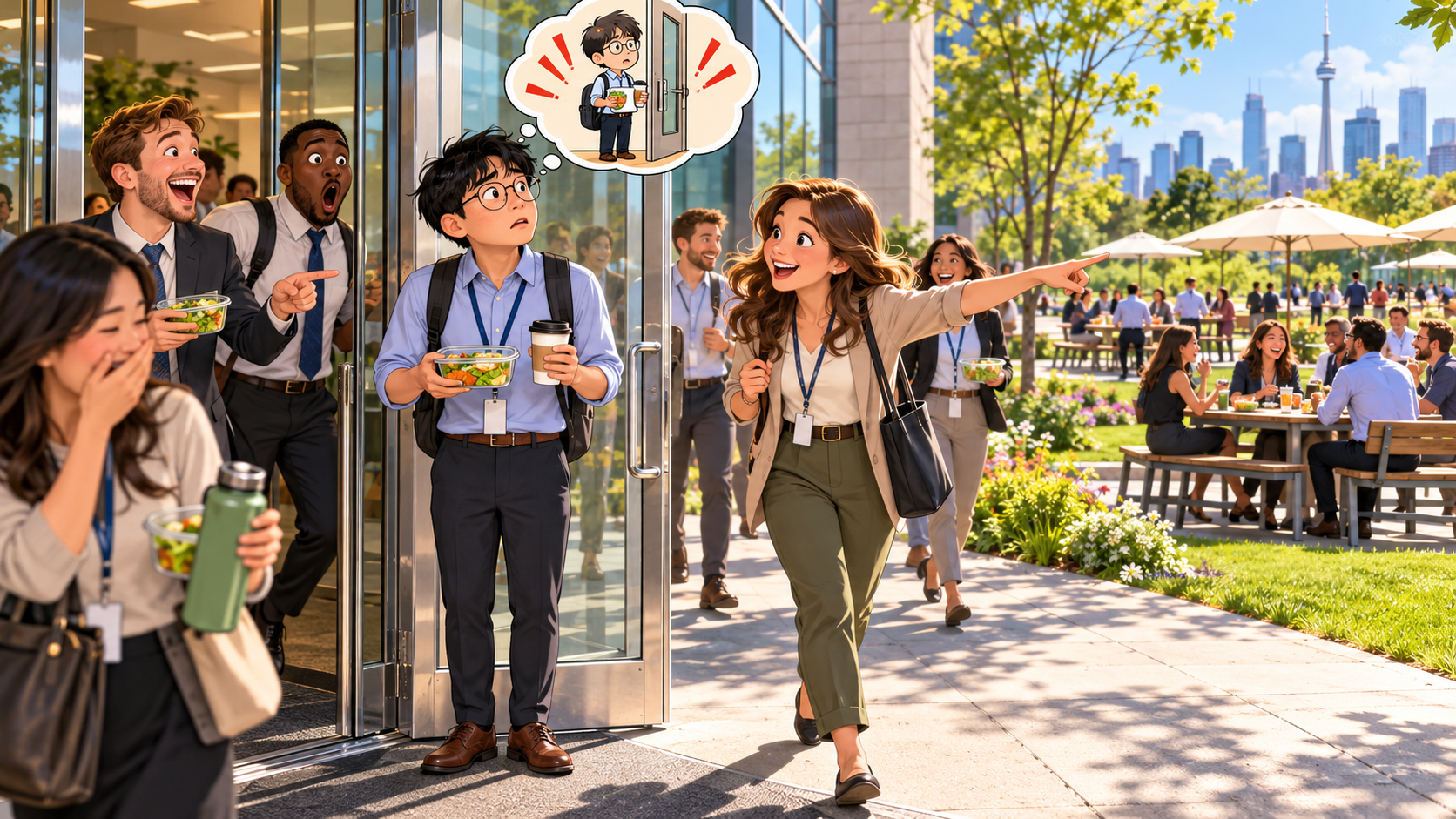 美剧学英语:out of doors - 加拿大同事说“Let’s eat out of doors”,我端着午饭站到了公司门口……