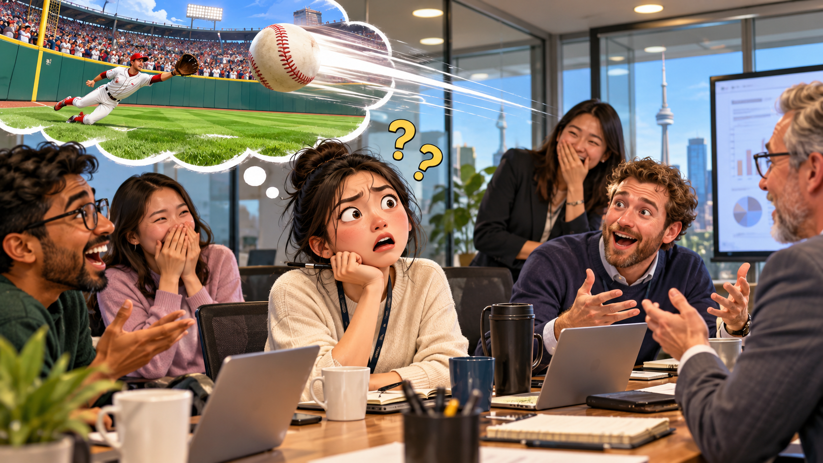 美剧学英语：out of left field - 加拿大办公室里，同事说“out of left field”，我以为他在说棒球场……