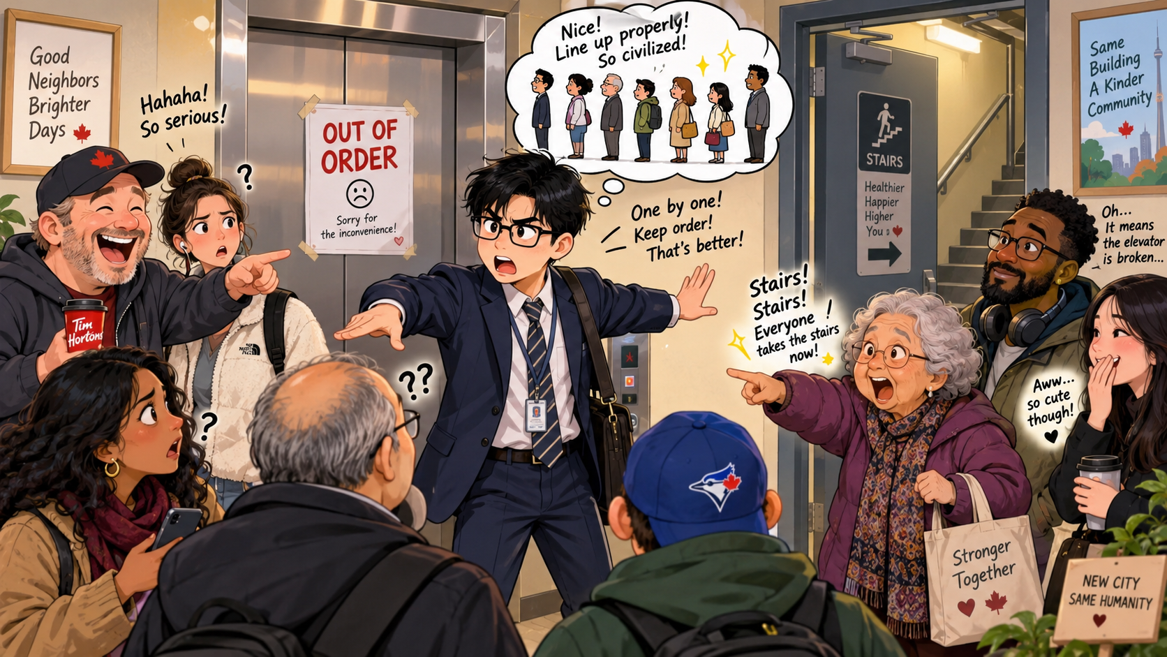 美剧学英语:out of order - 加拿大公寓电梯写着“OUT OF ORDER”,我还主动帮大家排起了队……