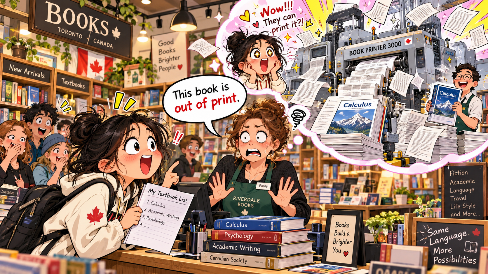 美剧学英语:out of print - 加拿大书店里,店员说“out of print”,我还以为她要帮我打印出来……